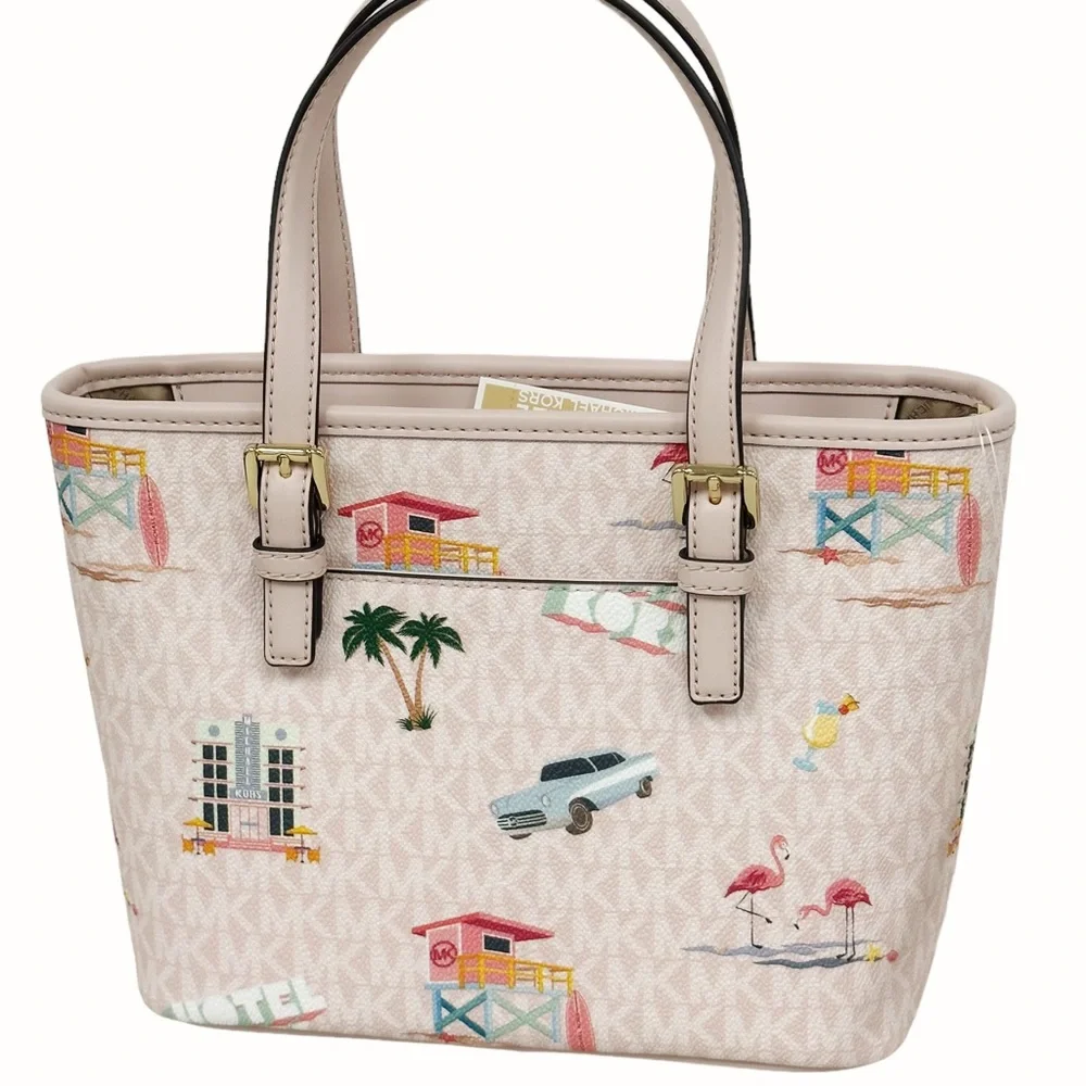 Michael Kors Jet Set XS Carryall Tote Crossbody Light Powder Blush Pink MK Miami - Picture 3 of 5